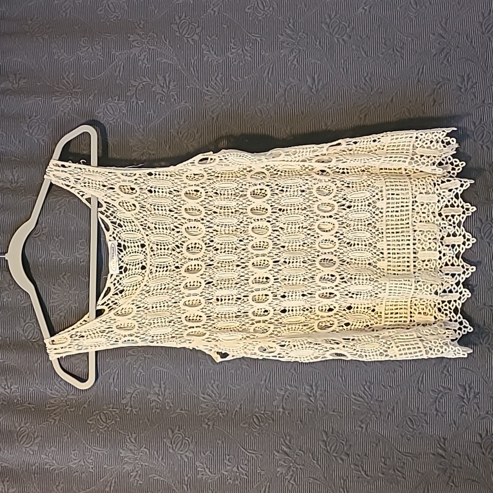 🌸 Color Lounge Cream Crochet Tank Top, L/XL
